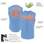 Personalized Light Blue Baseball Jersey - Orange-White Authentic Sleeveless Design Personalized Light Blue Orange-White Authentic