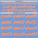 Custom Light Blue Authentic Baseball Jersey with Orange-White Accents - Personalized Name and Number Personalized Light Blue