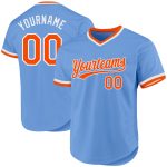 Custom Light Blue Authentic Baseball Jersey with Orange-White Accents - Personalized Name and Number Personalized Light Blue