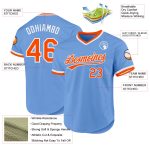 Custom Light Blue Authentic Baseball Jersey with Orange-White Accents - Personalized Name and Number Personalized Light Blue