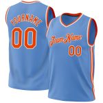Personalized Light Blue Orange White Basketball Jersey - Authentic Throwback Design Personalized Light Blue Orange-White