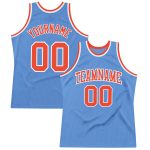 Custom Name and Number Authentic Throwback Basketball Jersey - Light Blue Orange-White Design Personalized Light Blue Orange-White
