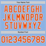 Custom Baseball Jersey with Personalized Name and Number, Light Blue with Orange-White Lines, Authentic Team Gear Personalized