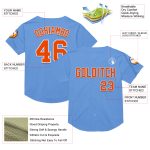 Personalized Light Blue Jersey | Orange-White Mesh Authentic Throwback Baseball Personalized Light Blue Orange-White Mesh