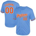 Custom Light Blue Orange-White Mesh Baseball Jersey with Personalized Name and Number - Authentic Throwback Style Personalized