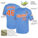 Custom Light Blue Orange-White Mesh Baseball Jersey with Personalized Name and Number - Authentic Throwback Style Personalized