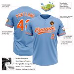 Personalized Light Blue Orange White Softball Jersey Unisex Two-Button Design Personalized Light Blue Orange-White Two-Button