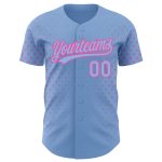 Custom Baseball Jersey with Light Blue Pink 3D Pattern Geometric Stars - Personalized Team Name and Number Personalized Light