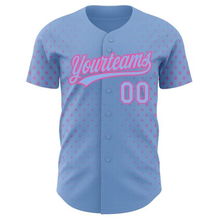 Custom Baseball Jersey with Light Blue Pink 3D Pattern Geometric Stars - Personalized Team Name and Number Personalized Light