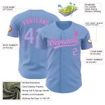 Custom Baseball Jersey with Light Blue Pink 3D Pattern Geometric Stars - Personalized Team Name and Number Personalized Light