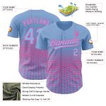 Custom Name and Number Baseball Jersey - Personalized Light Blue and Pink 3D Gradient Lines Design Personalized Light Blue