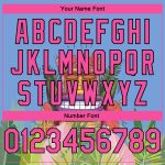 Custom Name and Number Basketball Jersey - Tropical Hawaii 3D Cartoon Pattern in Light Blue, Pink, and Black - Authentic Design