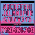 Custom Name and Number Authentic Baseball Jersey with 3D Abstract Splash Design in Light Blue and Pink-Black Grunge Pattern