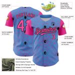Custom Name and Number Baseball Jersey - 3D Spider Web Design in Light Blue, Pink, and Black - Personalized Team Apparel