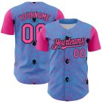 Custom Name and Number Baseball Jersey - 3D Spider Web Design in Light Blue, Pink, and Black - Personalized Team Apparel