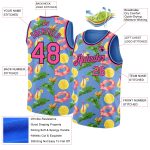 Custom Name Number Summer Beach Basketball Jersey Light Blue Pink Black 3D Pattern Hawaii Holiday Personalized Light Blue