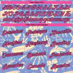 Custom Basketball Jersey with Tropical Hawaii Trees Pattern - Light Blue Pink-Black, Personalized Name & Number Personalized