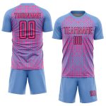 Custom Sublimation Soccer Jersey with Personalized Name & Number - Light Blue Pink-Black Abstract Geometric Shapes Personalized