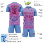 Custom Sublimation Soccer Jersey with Personalized Name & Number - Light Blue Pink-Black Abstract Geometric Shapes Personalized