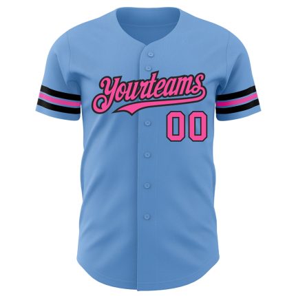 Personalized Light Blue Pink Black Baseball Jersey - Authentic Design Personalized Light Blue Pink-Black Authentic Baseball