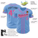 Custom Name and Number Authentic Baseball Jersey Light Blue with Pink and Black Design - Personalized Team Apparel Personalized