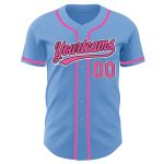 Custom Name and Number Authentic Baseball Jersey Light Blue with Pink and Black Design - Personalized Team Apparel Personalized