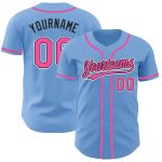 Custom Name and Number Authentic Baseball Jersey Light Blue with Pink and Black Design - Personalized Team Apparel Personalized