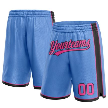 Custom Name and Number Basketball Shorts - Personalized Light Blue Pink-Black Authentic Team Apparel Personalized Light Blue