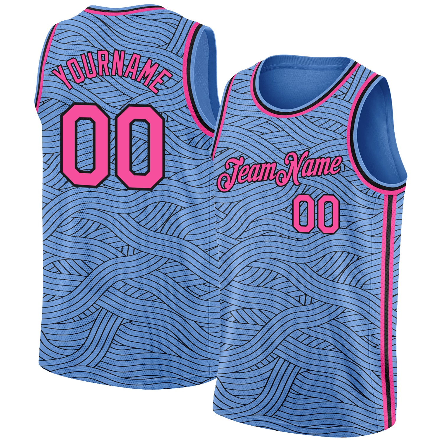 Custom City Edition Basketball Jersey - Personalized Light Blue Pink Black with Team Name and Number Personalized Light Blue