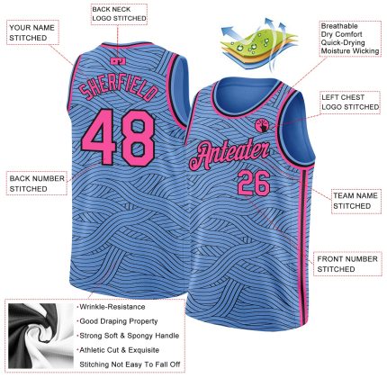 Custom City Edition Basketball Jersey - Personalized Light Blue Pink Black with Team Name and Number Personalized Light Blue