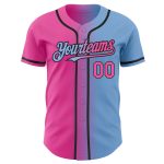 Custom Gradient Baseball Jersey in Light Blue Pink Black with Personalized Name and Number Personalized Light Blue Pink-Black