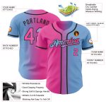 Custom Gradient Baseball Jersey in Light Blue Pink Black with Personalized Name and Number Personalized Light Blue Pink-Black
