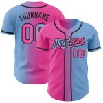 Custom Gradient Baseball Jersey in Light Blue Pink Black with Personalized Name and Number Personalized Light Blue Pink-Black