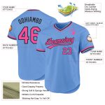 Custom Name and Number Personalized Light Blue Pink-Black Baseball Jersey - Authentic Throwback Team Jersey Personalized