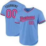 Custom Name and Number Personalized Light Blue Pink-Black Baseball Jersey - Authentic Throwback Team Jersey Personalized
