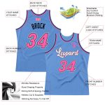 Custom Light Blue Pink Black Basketball Jersey with Personalized Name & Number - Authentic Throwback Style Personalized Light
