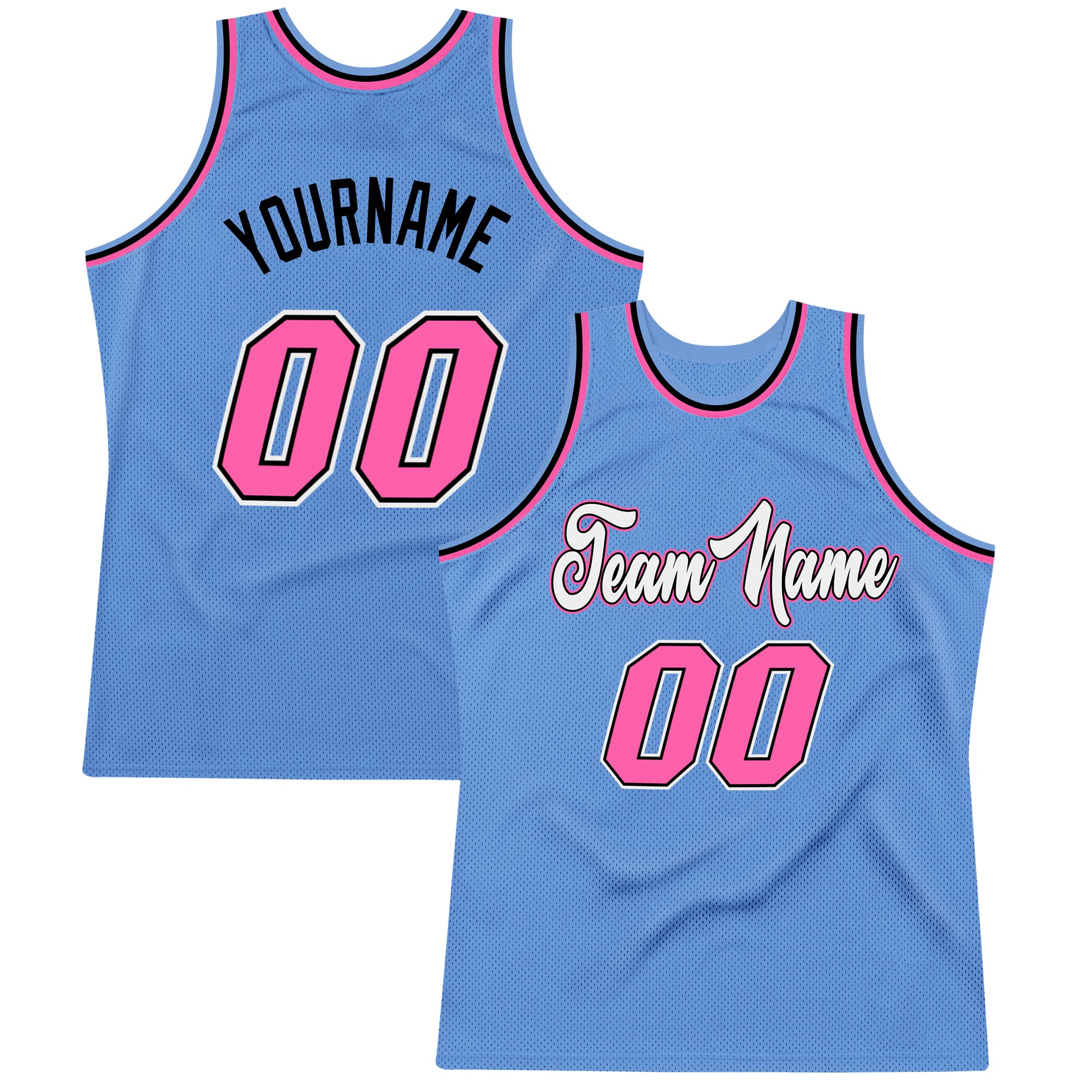 Custom Light Blue Pink Black Basketball Jersey with Personalized Name & Number - Authentic Throwback Style Personalized Light