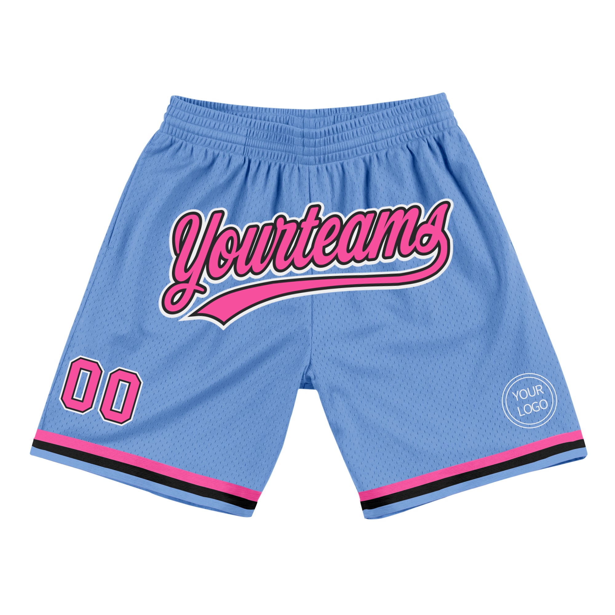 Light Blue Pink Black Authentic Throwback Basketball Shorts Personalized Design Personalized Light Blue Pink-Black Authentic
