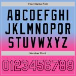 Custom Varsity Letterman Jacket with Fade Design, Personalized Light Blue Pink & Black, Full-Snap Fashion - Team Name & Number