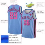 Custom Name Number Basketball Jersey - Light Blue Pink Black Flower Authentic City Edition Personalized Light Blue Pink-Black