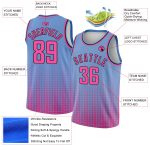 Personalized Basketball Jersey with Custom Name & Number, Light Blue Pink-Black Halftone, Authentic City Edition Personalized