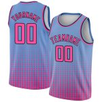 Personalized Basketball Jersey with Custom Name & Number, Light Blue Pink-Black Halftone, Authentic City Edition Personalized