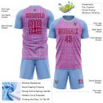 Custom Personalized Soccer Uniform Jersey with Light Blue Pink-Black Lines, Team Name and Number Personalized Light Blue