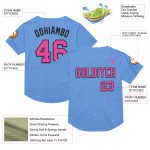 Personalized Light Blue Pink Black Mesh Throwback Baseball Jersey Personalized Light Blue Pink-Black Mesh Authentic Throwback
