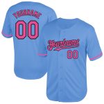 Custom Name Number Authentic Throwback Baseball Jersey Personalized Light Blue Pink Black Mesh Team Design Personalized Light