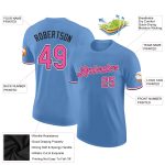 Custom Name and Number Light Blue Pink Black Performance T-Shirt for Team Personalized Light Blue Pink-Black Performance