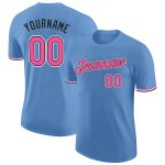 Custom Name and Number Light Blue Pink Black Performance T-Shirt for Team Personalized Light Blue Pink-Black Performance