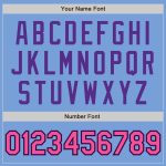 Custom Varsity Letterman Jacket for Team - Personalized Light Blue Pink Black Purple Full-Snap Bomber with Name & Number