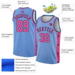 Custom Personalized Basketball Jersey - Light Blue Pink-Black Abstract Lines, Authentic City Edition, Custom Name & Number