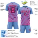 Custom Soccer Jersey with Personalized Name and Number - Light Blue Pink-Black Slash Sublimation Design Personalized Light